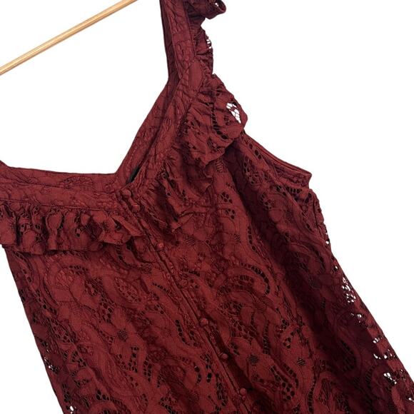 Torrid‎ Women's 3X Plus Red Lace Ruffle Tank Top Boho Peasant Coquette Button - Picture 1 of 11